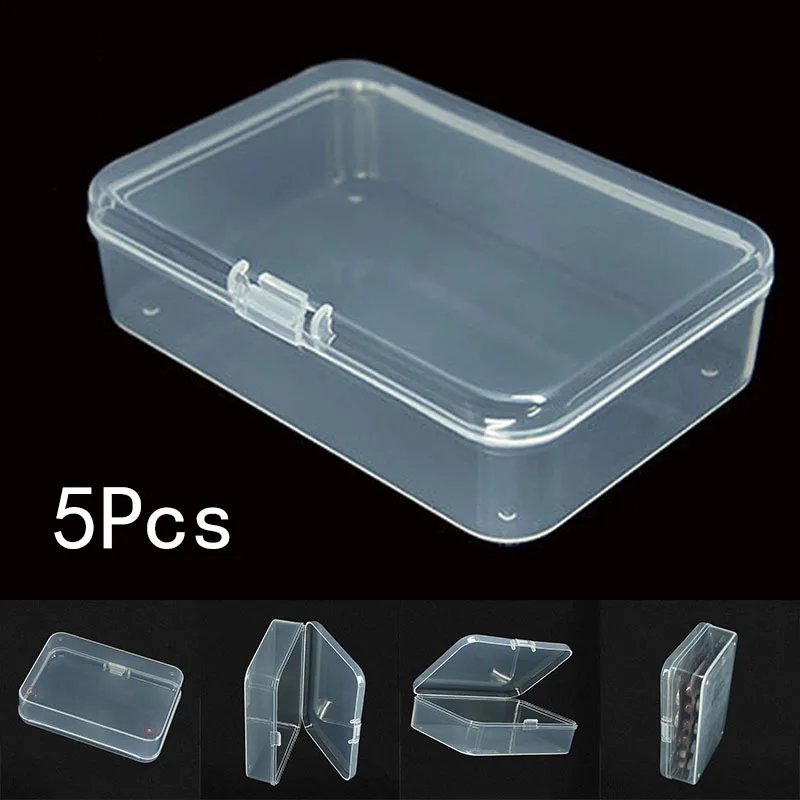 

5pcs PP Plastic Box Jewelry Packaging Component Receiving Box For ID Card/ Coins/ Mini-photos Transparent Home Storage Boxes