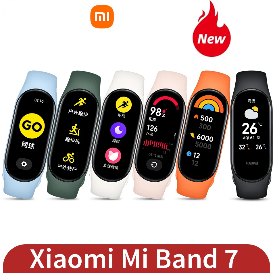 

Xiaomi Mi Band 7 Smart Bracelet 6 Color 1.62″ AMOLED Screen Blood Oxygen Fitness Tracker Bluetooth Waterproof MI Wristband Band7