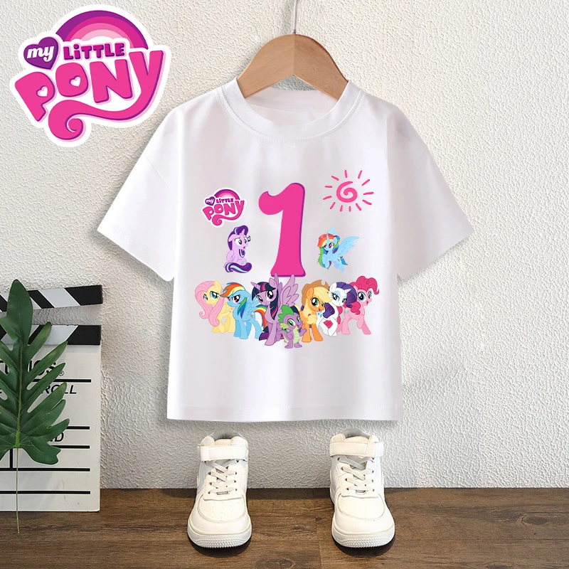Футболка My Little Ponys милая одежда с принтом цифр для девочек детская короткими