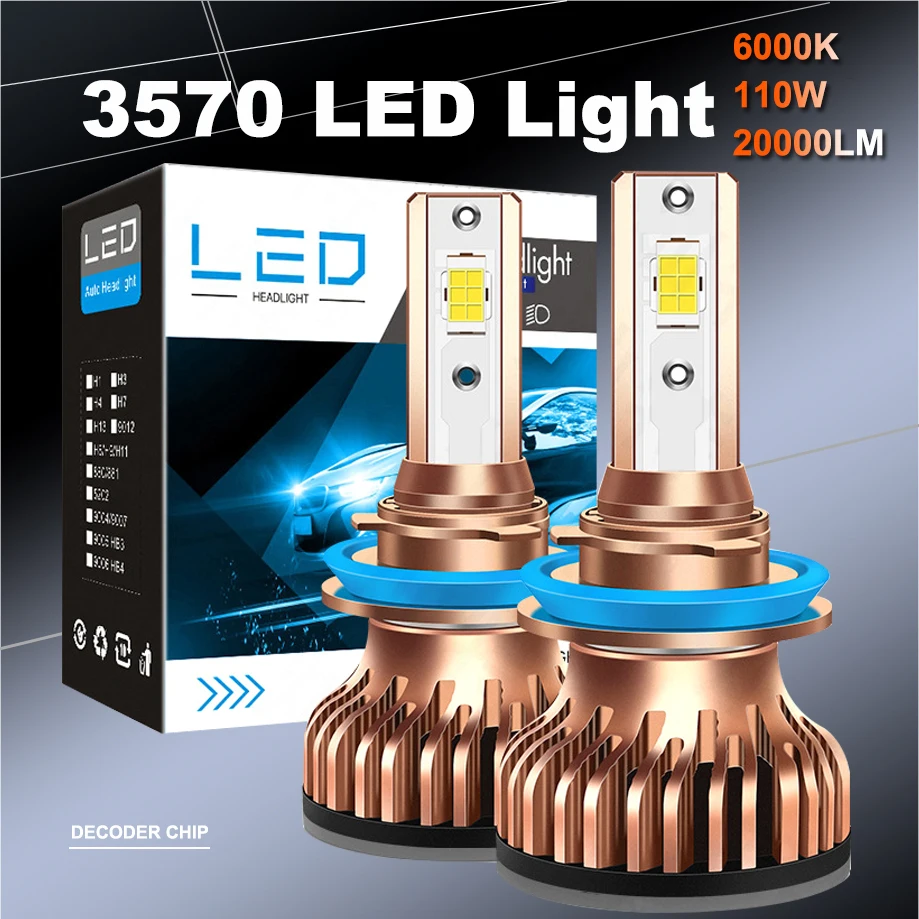

H1 H7 LED Headlight 9005 9006 Car Light Canbus 9012 HIR2 HB2 HB4 HB3 H11 Bulb 6000K H3 H4 Auto Lamps H8 H9 110W 12V Accessories