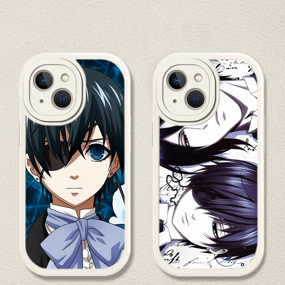 Мягкий силиконовый чехол Черный Батлер Kuroshitsuji для iPhone 15 Plus 14 13 12 11 X XS XR Pro Max Mini 8 7