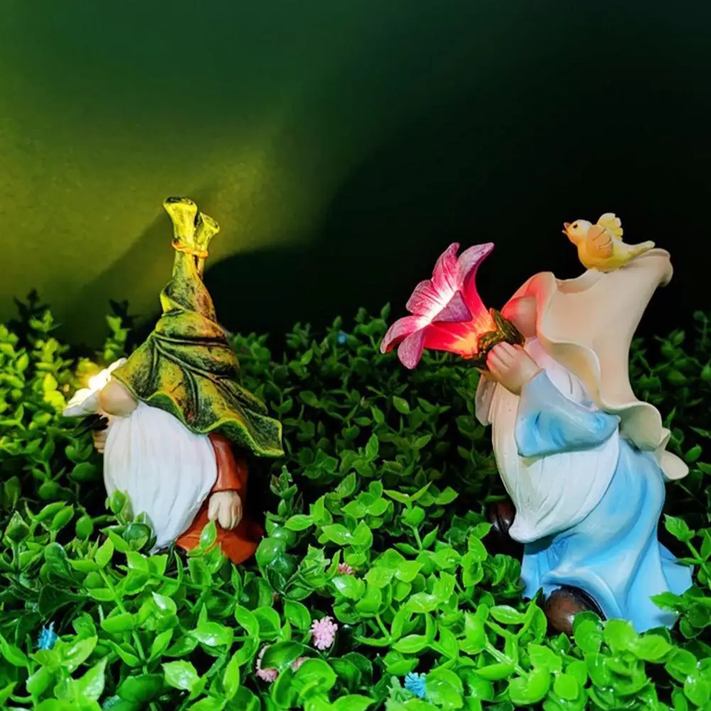 

Home Accessories Flower Faceless Elf Ornaments Resin Crafts Dwarf Garden Outdoor Decoration Miniature Figurines Night Light
