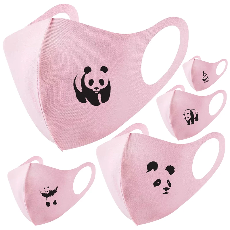

Four Seasons Ladies Large Size Mask Fashion Cute Panda Print 3D Design Riding Breathable Ice Silk Sunscreen Dust Mask