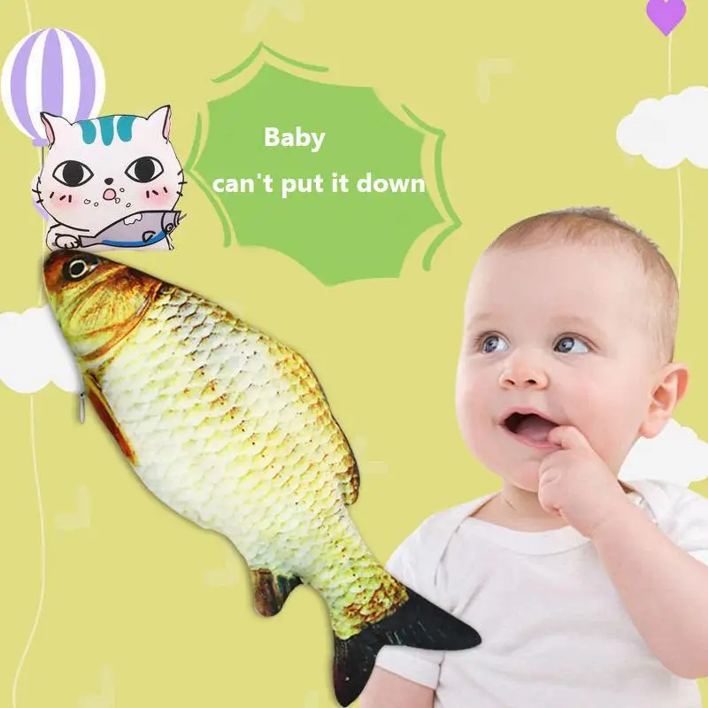 

Flopping Fish Moving Fish Plush Toy With Light and Sound Realistic Flopping Fish Wiggle Fish Toys Motion Kitten Toy Decoration