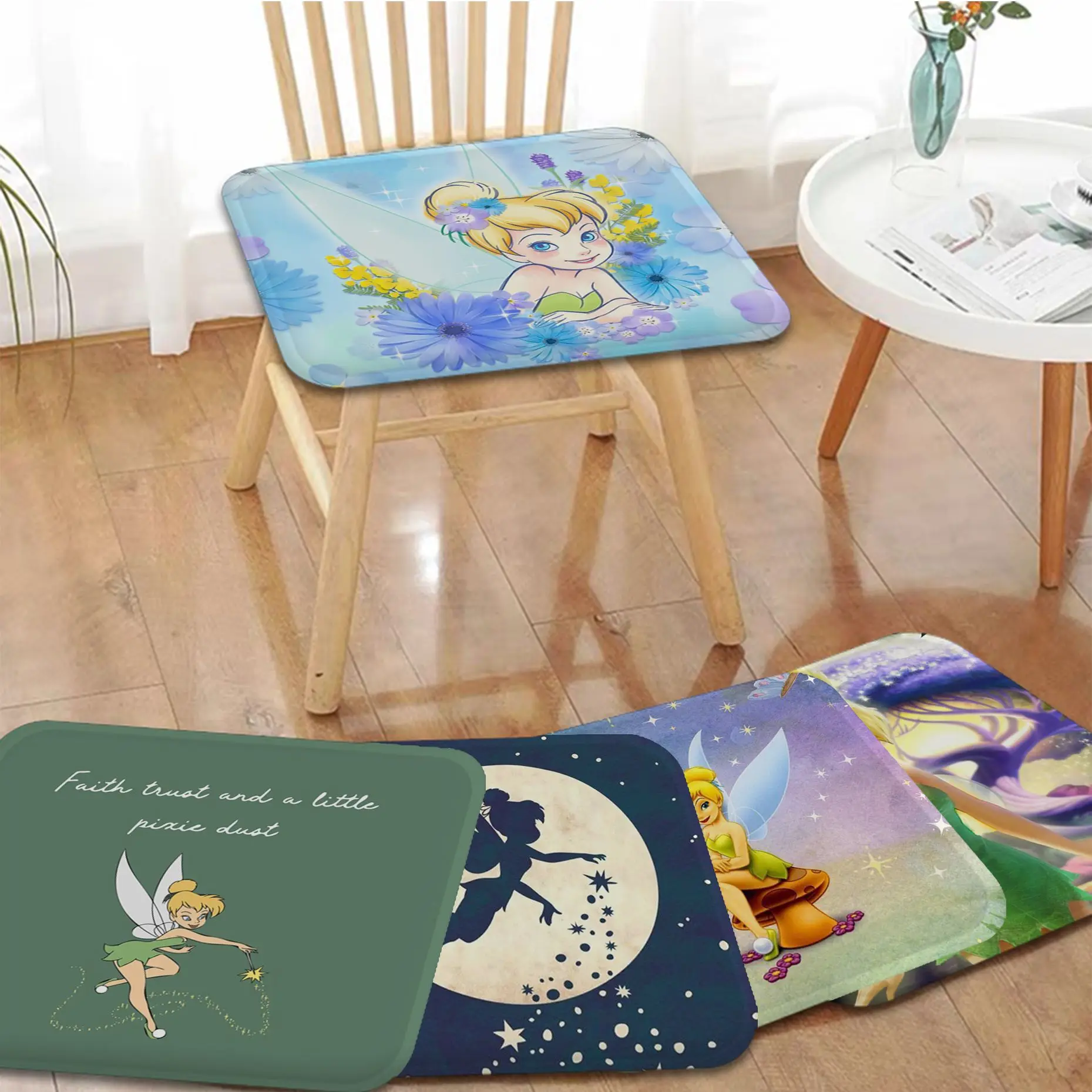 

Disney Tinker Bell Art Seat Cushion Office Dining Stool Pad Sponge Sofa Mat Non-Slip Outdoor Garden Cushions