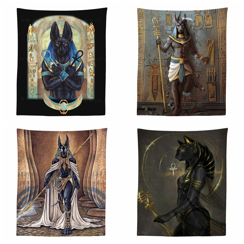

Настенный Гобелен из полиэстера с принтом Египта, Анубиса, королевы египетской культуры, гобелен от Ho Me Lili для гостиной и спальни