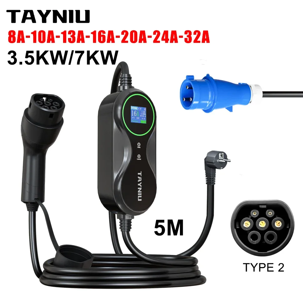 TAYNIU Infinity Зарядное устройство для электромобиля 32 А 16 7 кВт 3 5 80 В-260 В м Кабель TYPE 2