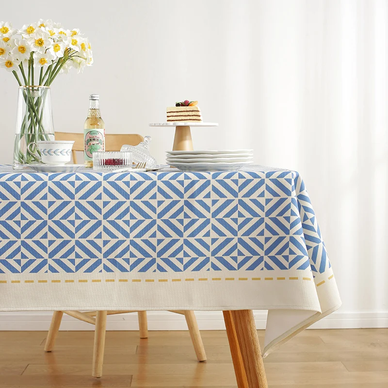 

Table Cloth Premium 2023 New Blue Fabric Art Table Cloth High end Light Luxury Living Room Home Table Cloth