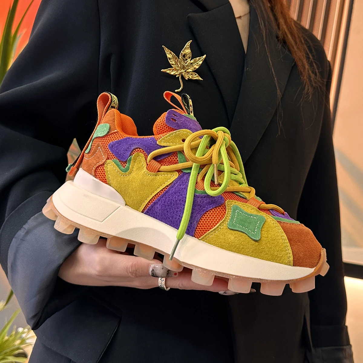 Micfofiber Leather Rainbow Nail Sole Casual Sneakers for Women Platform Shoes  Zapatillas De Mujer En Oferta Envío Gratis