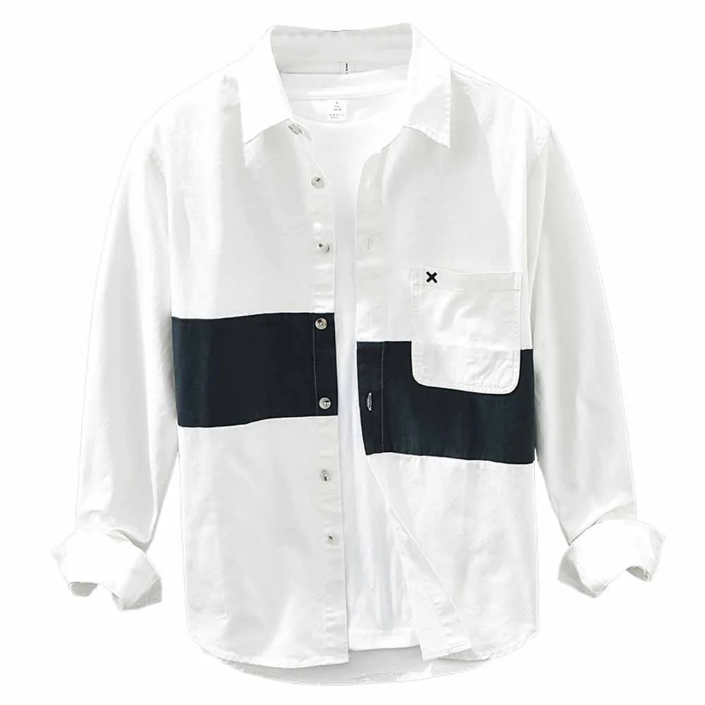 New Fashion Long Sleeve Slim Fit Soft Comfortable Social Shirts Men Male Tuxedo White Shirts Patchwork Blouse