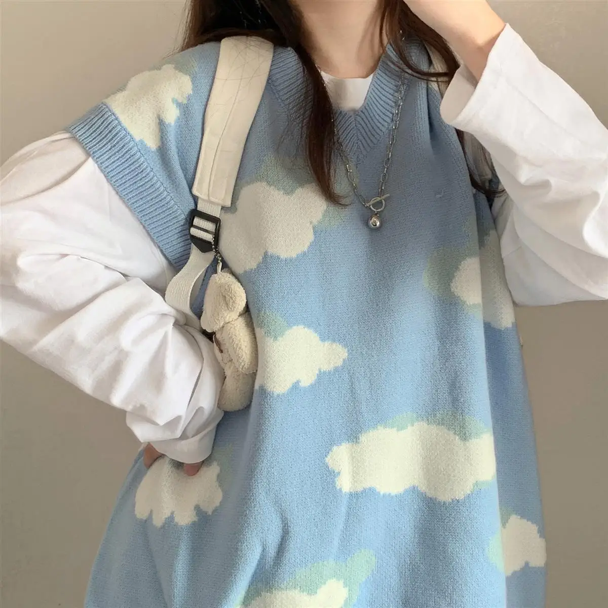

Harajuku Women Sweaters Lovely Chic Preppy Simple Soft Loose Autumn Spring Teens Knitwear Casual Fashion Korean Girls Pullover