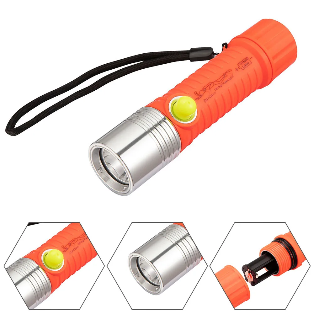 

Diving Flashlight Torch T6 LED Light Waterproof 50M Deep Underwater Lamp Professional Diving Lamp Equipment