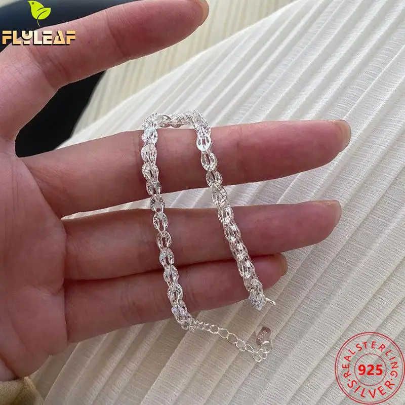 

Браслеты из настоящего стерлингового серебра 925 пробы для женщин, Простые Модные ювелирные изделия из Гипсофилы, браслеты высокого качеств...