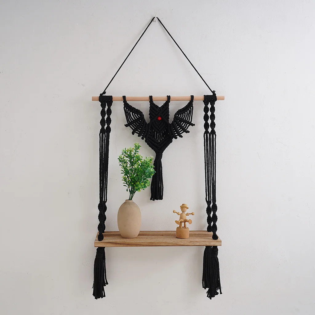 Макраме Хэллоуин в форме летучей мыши гобелены настенные органайзеры для
