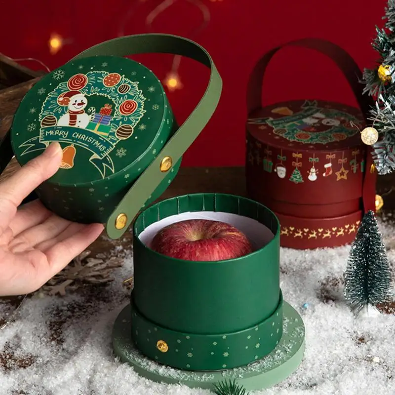 

Красно-зеленые декоративные рождественские подарочные коробки из искусственной кожи, подходящая Подарочная коробка, Подарочная коробка для подарков на день рождения, коробка для конфет, Подарочная коробка для торта, рождественские коробки с яблоками