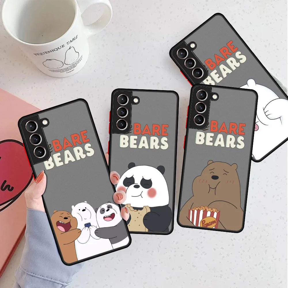 

We Bare Bears Cartoon Ctue Matte Case For Samsung Galaxy S22 S20 S21 FE S10 S9 Plus S8 Capa Note 20 Ultra 10 Lite Phone Fundas