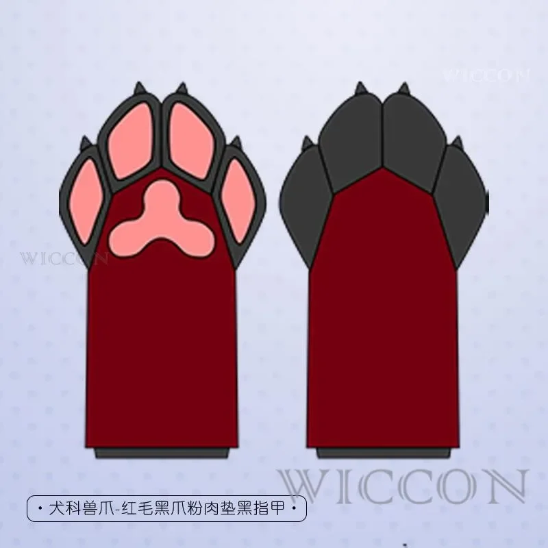 Перчатки с пушистыми лапами кошки Косплей костюмы кошка розовый черный коготь
