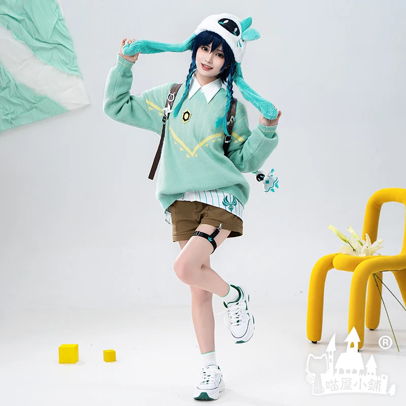 

COS-HoHo Anime Genshin Impact Venti God's Holiday Game Suit Uniform Cosplay Costume Halloween Party Outfit Casual Clothing