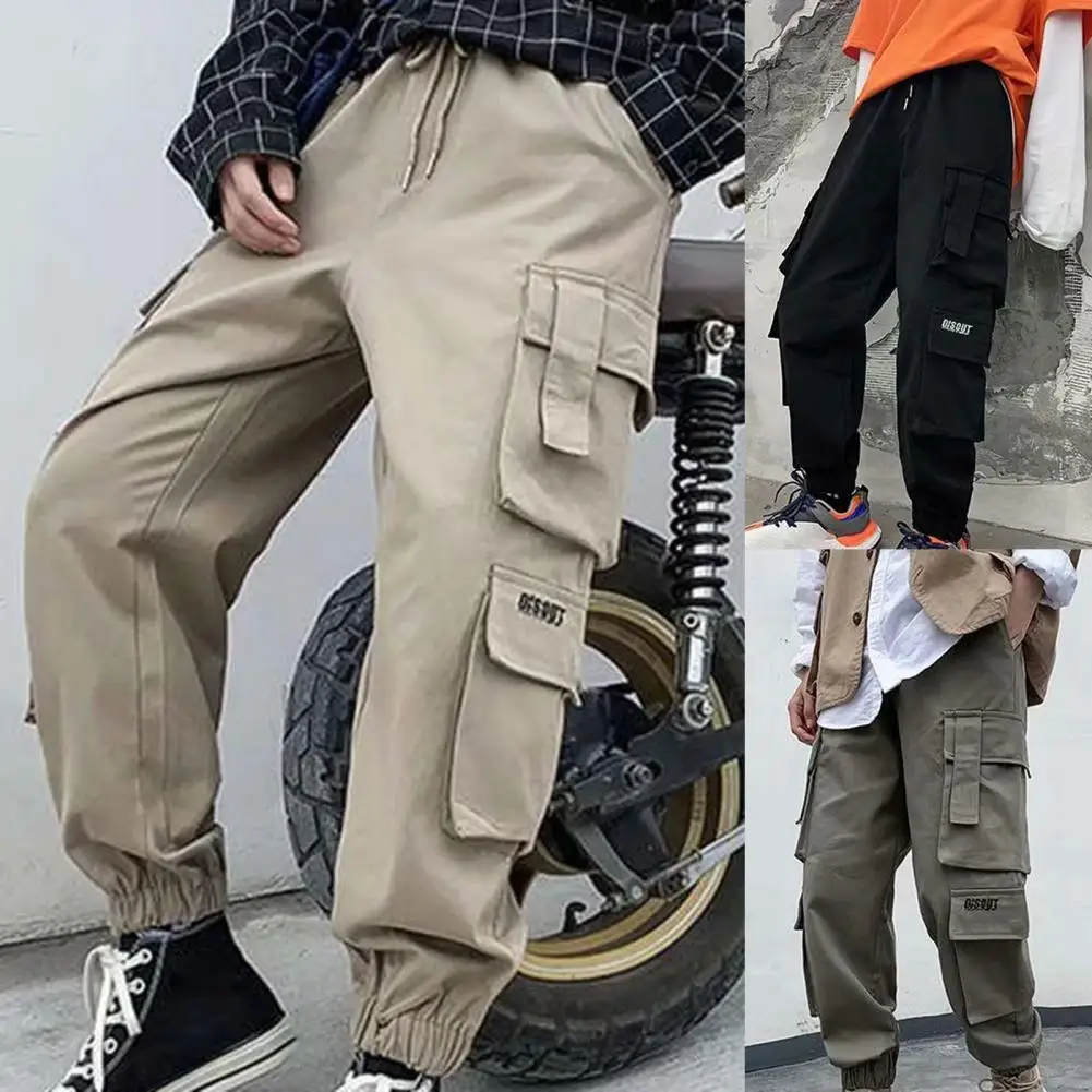 

Loose Modern Multi Pockets Spring Trousers Tactile-friendly Cargo Pants All-match for Shopping