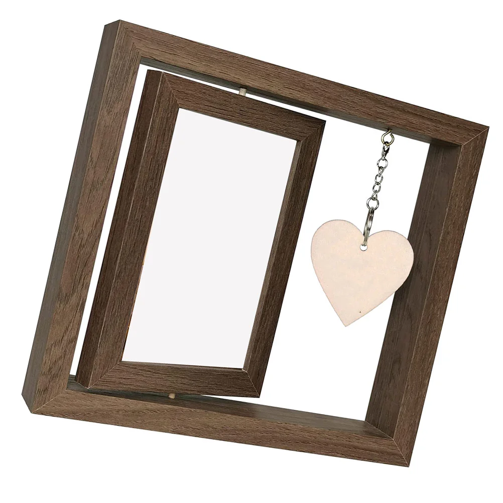 

Rotate Photo Frame Picture Display Holder Novel Tabletop Desktop Rotating Wood Household Lovers