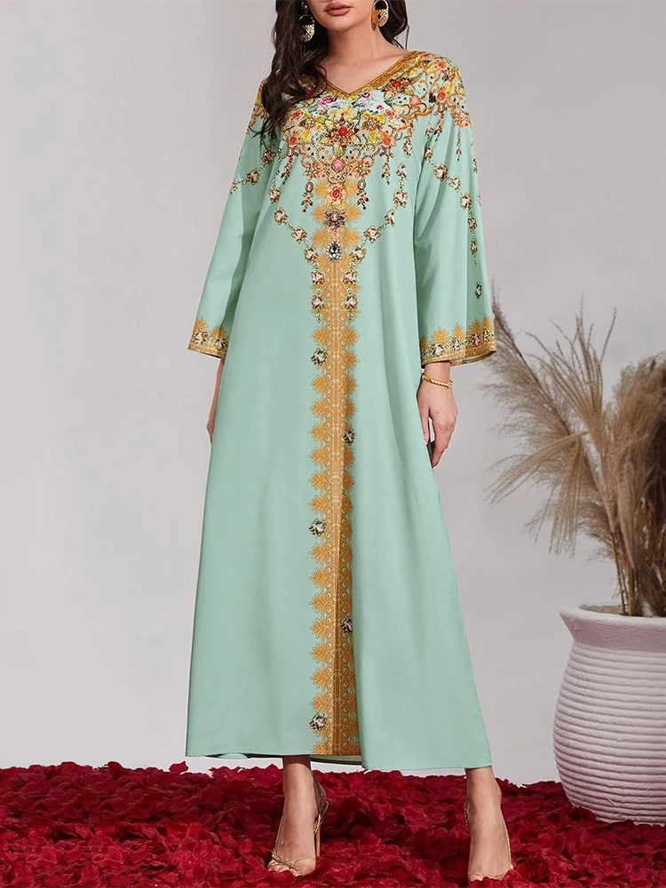 

Muslim Party Dress Eid Abaya Women Print Maxi Long Dresses Dubai Kaftan Islamic Clothing Kimono Femme Musulmane Vestidos 2023