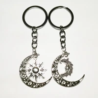 sun moon face lover key chain key ring charm creative women jewelry accessories diy handmade pendant gifts