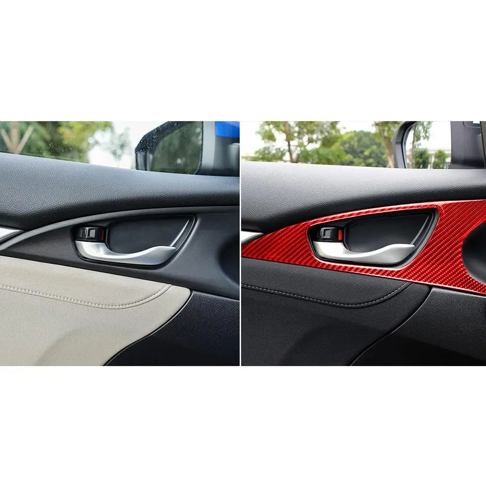 

1 Pair Door Handle Door Wrist Panel Carbon Fiber Pattern Sticker Modification Accessories Compatible For 16-19 Civic