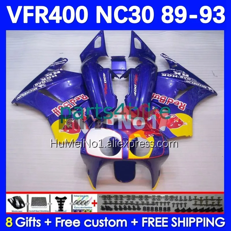 

VFR400R For HONDA VFR400 RVF VFR 400 R 400R NC30 89 90 91 92 93 151No.81 RVF400R 1989 1990 1991 1992 1993 Fairings blue yellow