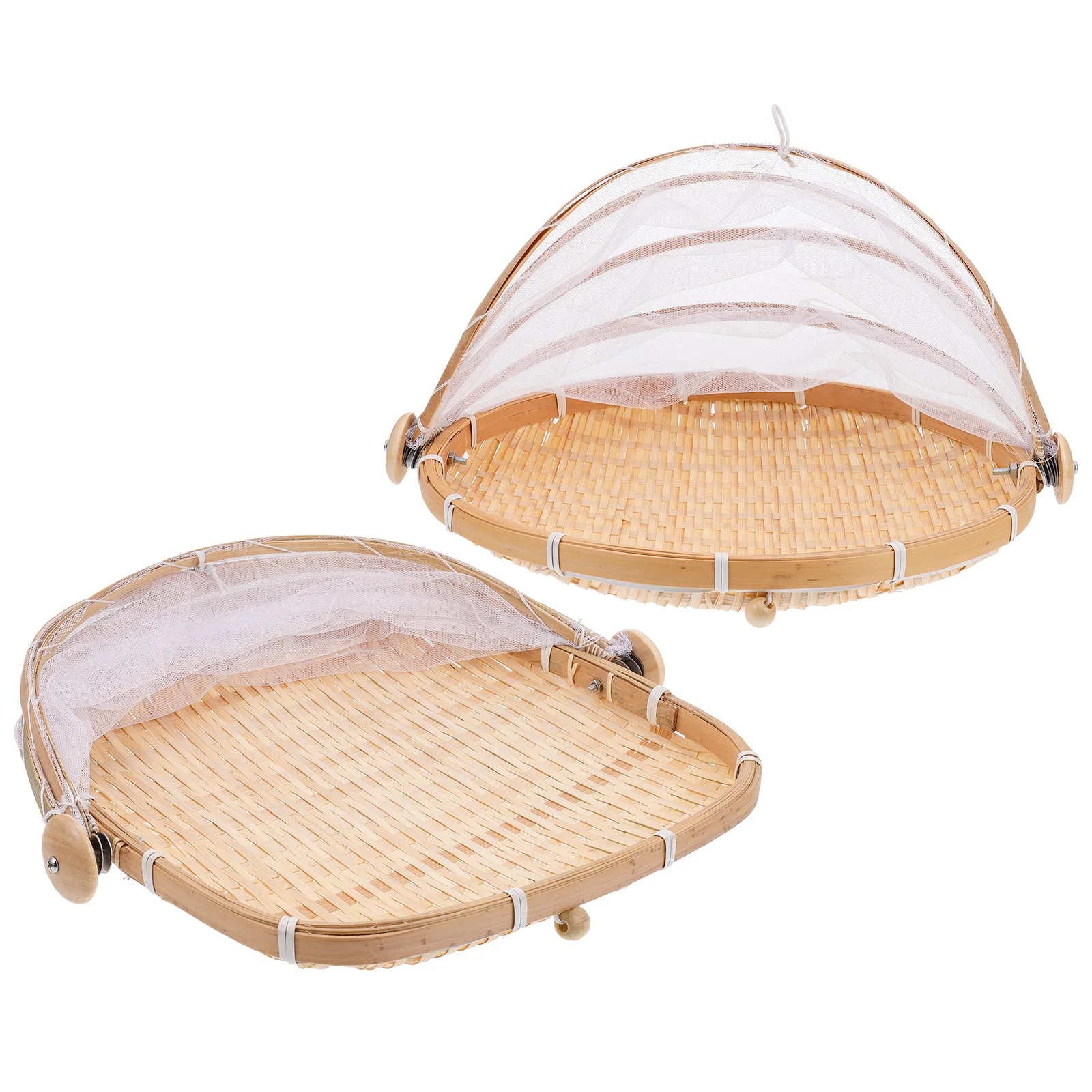 

2 Pcs Bamboo Dustpan Food Drying Home Basket Kitchen Storage Multi-function Woven Craft Cover Handmade