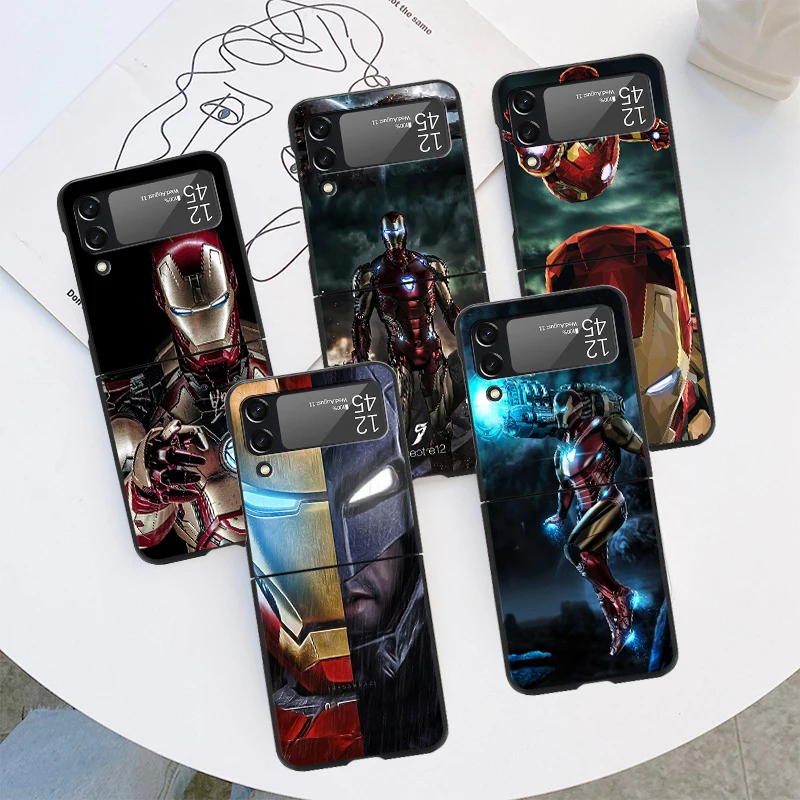 

Case for Samsung Galaxy Z Flip 4 3 5G Funda Z Flip4 Flip3 Black Hard PC Cases Zflip3 ZFlip4 Phone Cover Marvel Iron Man Mark