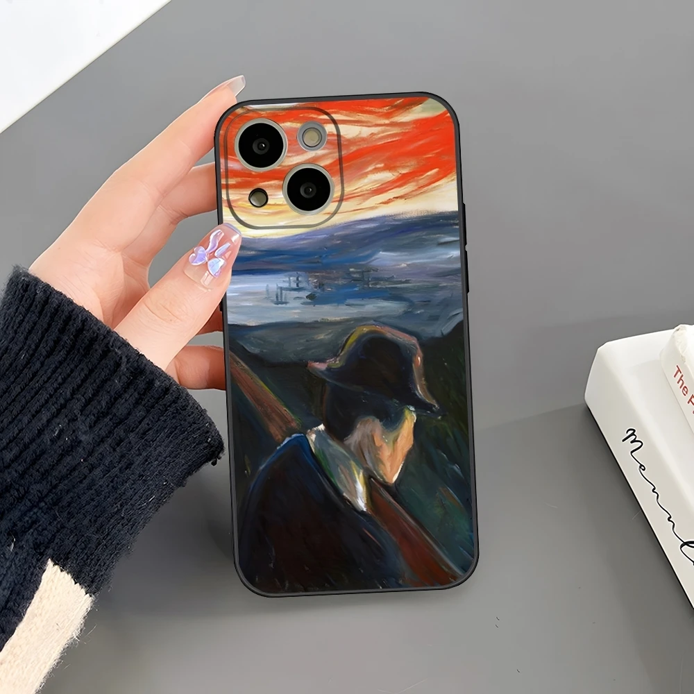 Munch Vintage Oil Painting Fine Art Phone Case For Iphone 16 Plus 15 14 Pro Max 13 Mini 11 12 Xr X Xs 6 7 8 SE Back Cover