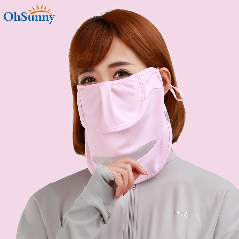 

OhSunny UV Protection Face Masks Neck Cover Sunscreen Masks Breathable Washable Adjustable Open Mouse Nose Facemark for Women