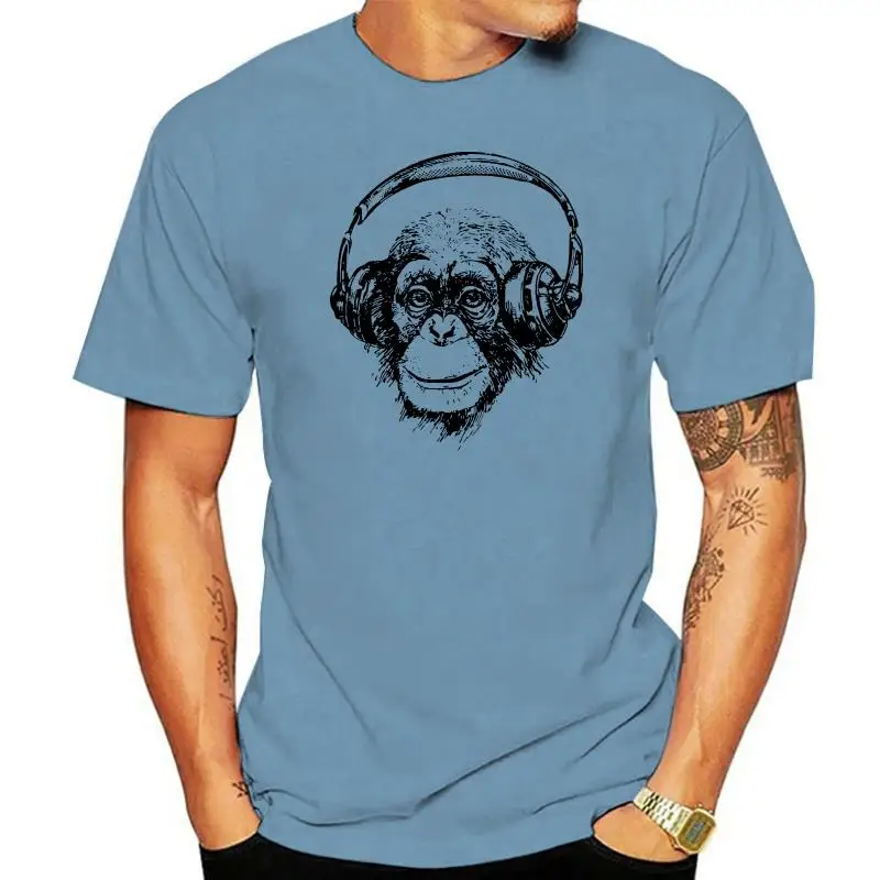 

Headphones Chimp DJ Techno House Music Rave DnB Monkey T-shirt Gray