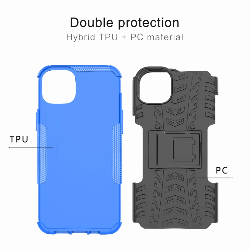 For iPhone 14 Max Case Silicone Robot Rubber Phone Holder Protective Hard Case for iPhone 14 Pro Max Case For iPhone 14 Cover