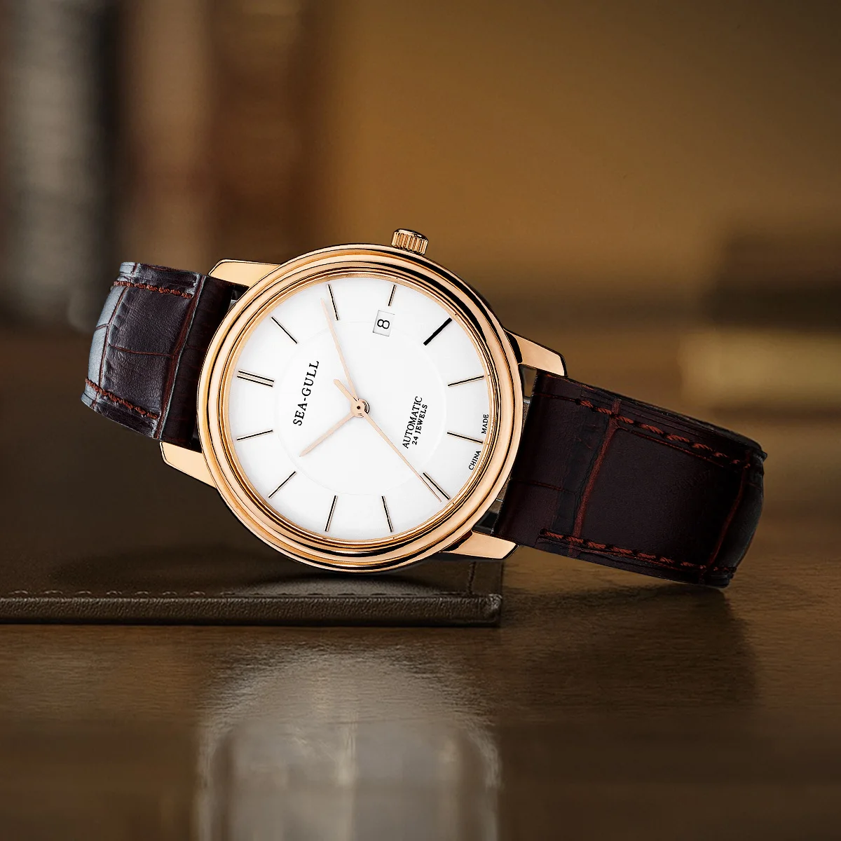 Фото Мужские часы Seagull Ultra Thin Series, 38 мм, ретро-механические автоматические часы, деловые и повседневные наручные часы, часы высшего класса, модель M201SG №2