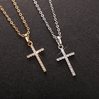 2022 fashion female the cross pendants dropshipping gold black color crystal necklace jewelry for menwomen wholesale
