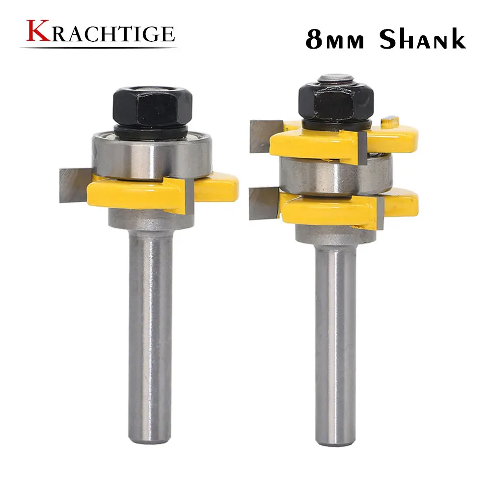 

8mm Shank 2 Bit Tongue and Groove Router Bit Set Wood Milling Cutter flooring knife