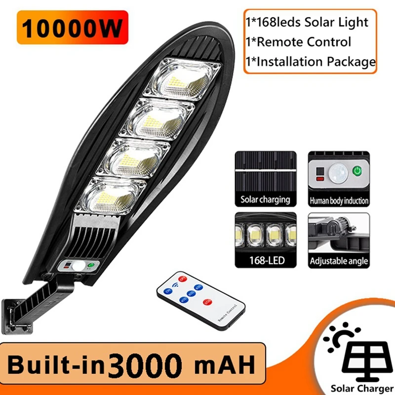 

168LED Солнечная лампа для улицы, регулируемый угол, Солнечная лампа, встроенная 3000 мАч, наружная водонепроницаемая, улучшенная для садовых стен