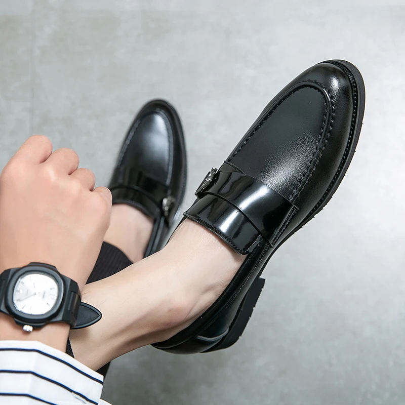 

Fashion Pointed Head Leather Shoes for Men Soft Slip on Dress Shoes Men Office Chaussures Homme Flats Loafers Man Large Size 46