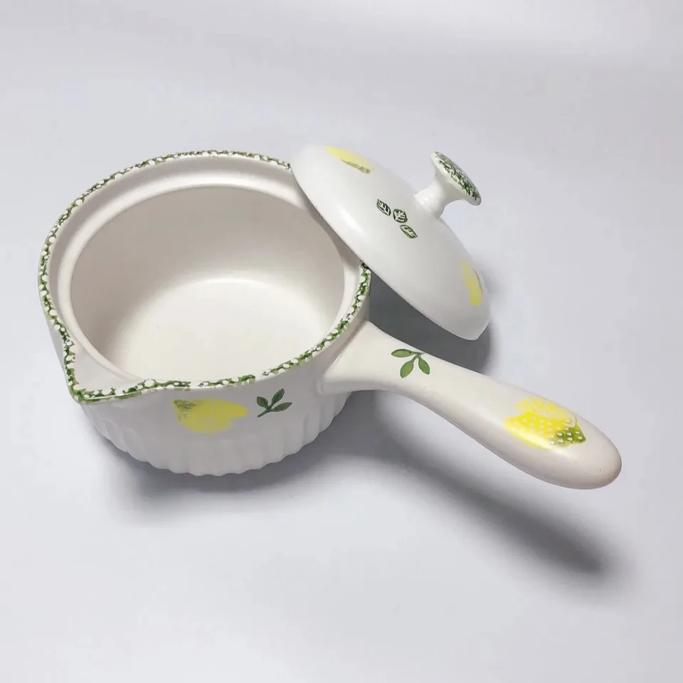 

Japanese-style Ceramic Milk Pot Household Non-stick Pot Gas Stove Stew Soup Pot Handle Pot Cooking Porridge Noodles Baby Food