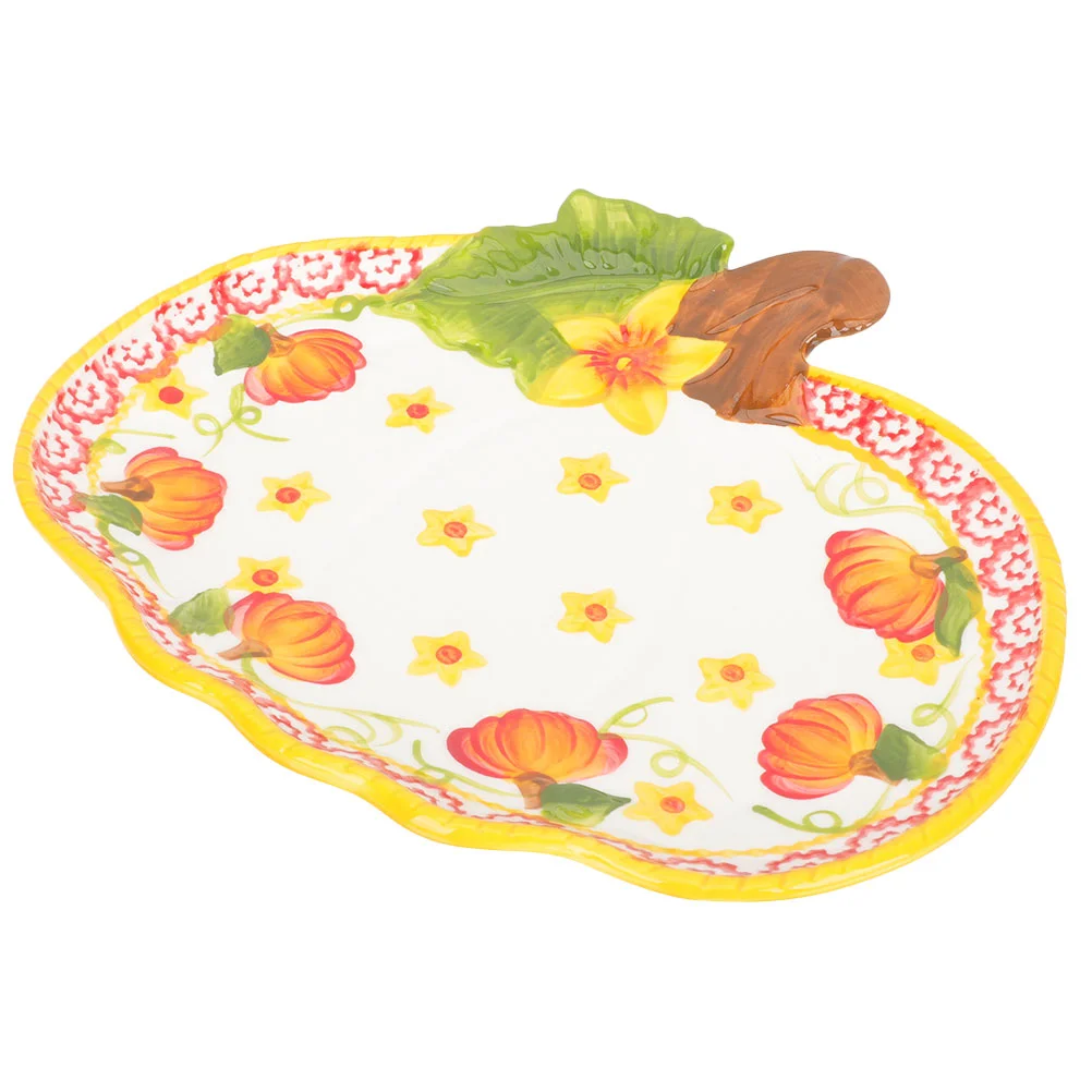 

Thanksgiving Pumpkin Style Plate Ceramic Plate Halloween Food Serving Plate