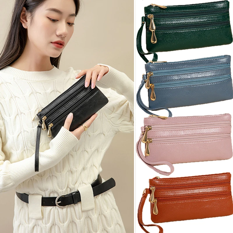 

Женский матовый Длинный кошелек из искусственной кожи, винтажный однотонный бумажник для мелочи, роскошный клатч на молнии, Дамский держат...