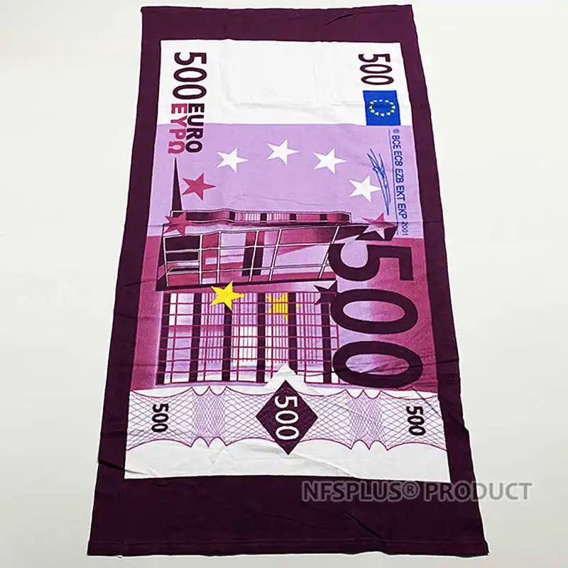 Пляжное полотенце из микрофибры 70x140 см 100 500 евро доллар Флаг США Великобритания