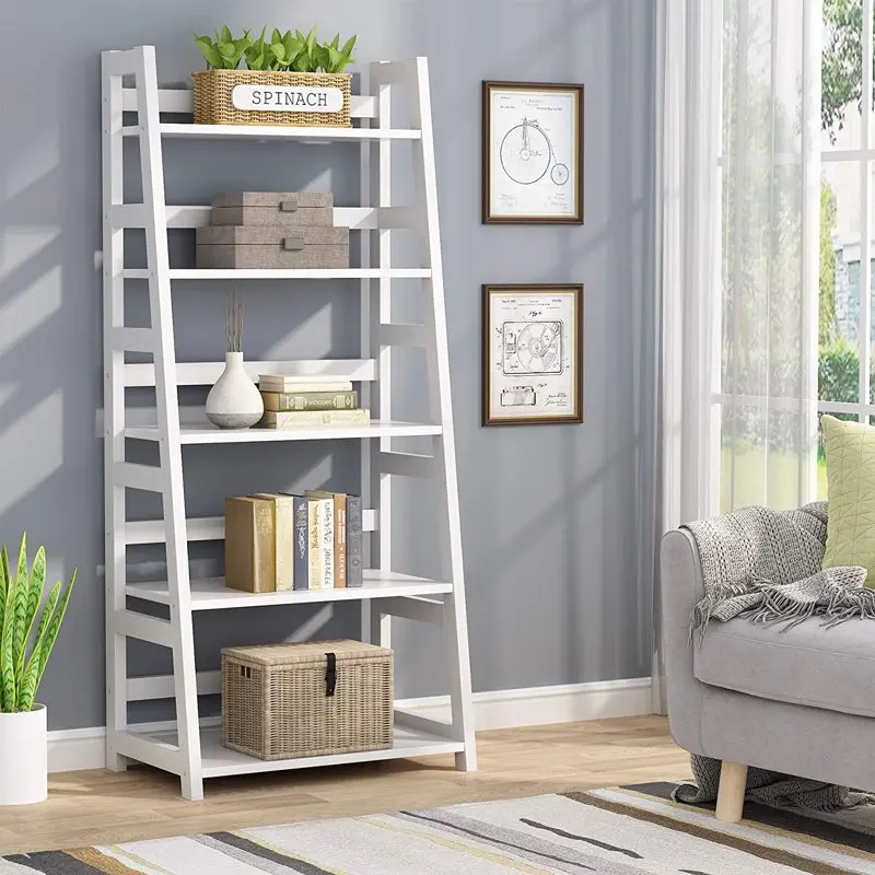 

Tribesigns 5 Shelf Ladder Bookshelf Bookcase with Storage, Modern Etagere Bookcase for Living Room , Wood & Metal