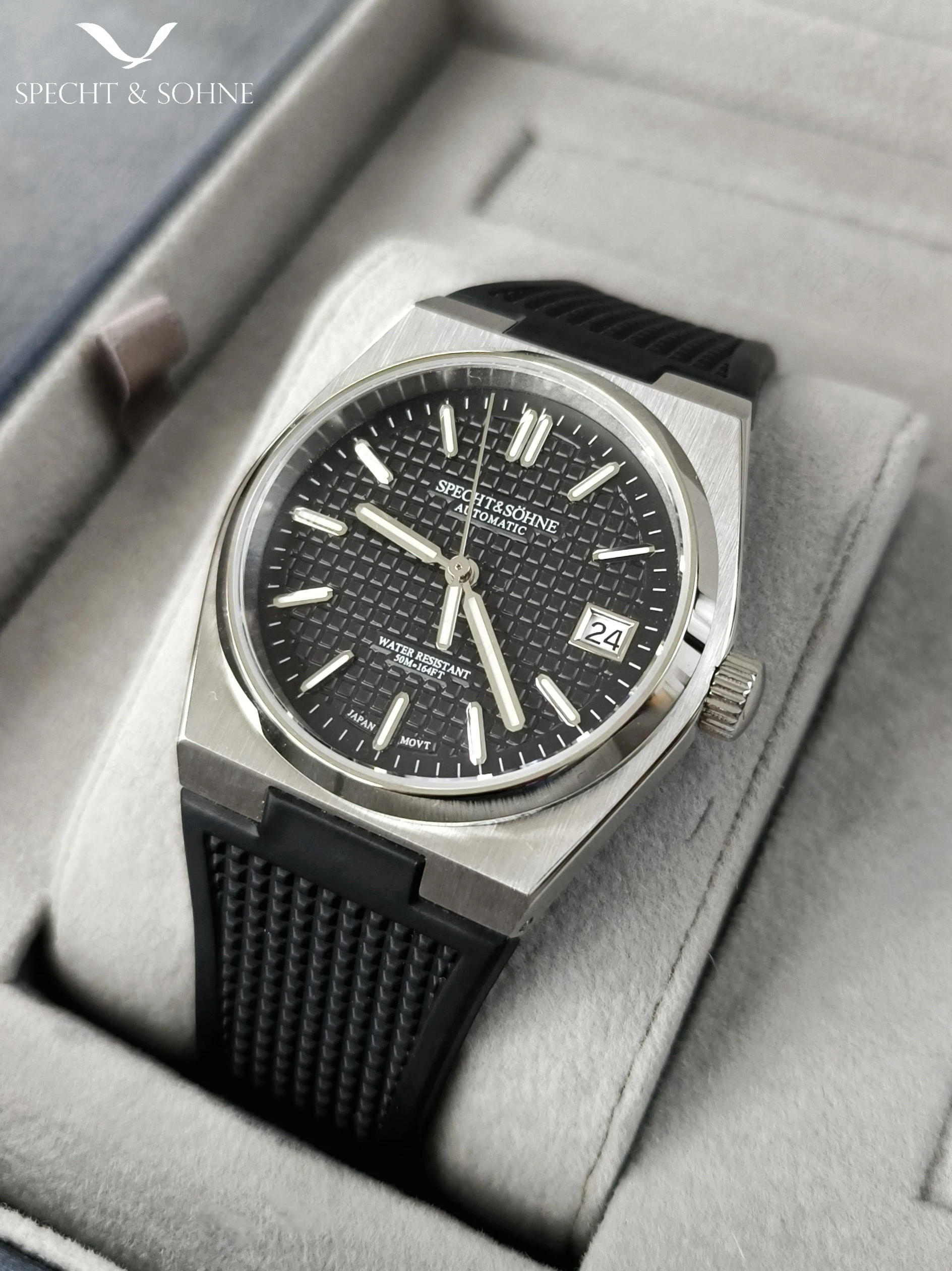 Часы мужские механические водонепроницаемые из нержавеющей стали 37 мм