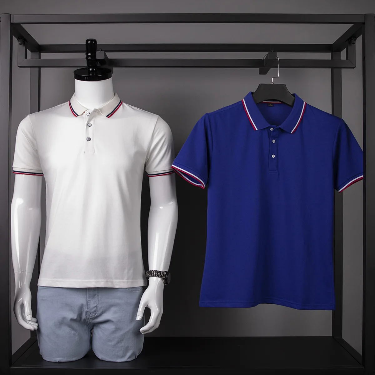 Мужская рубашка-поло с коротким рукавом отложным воротником |