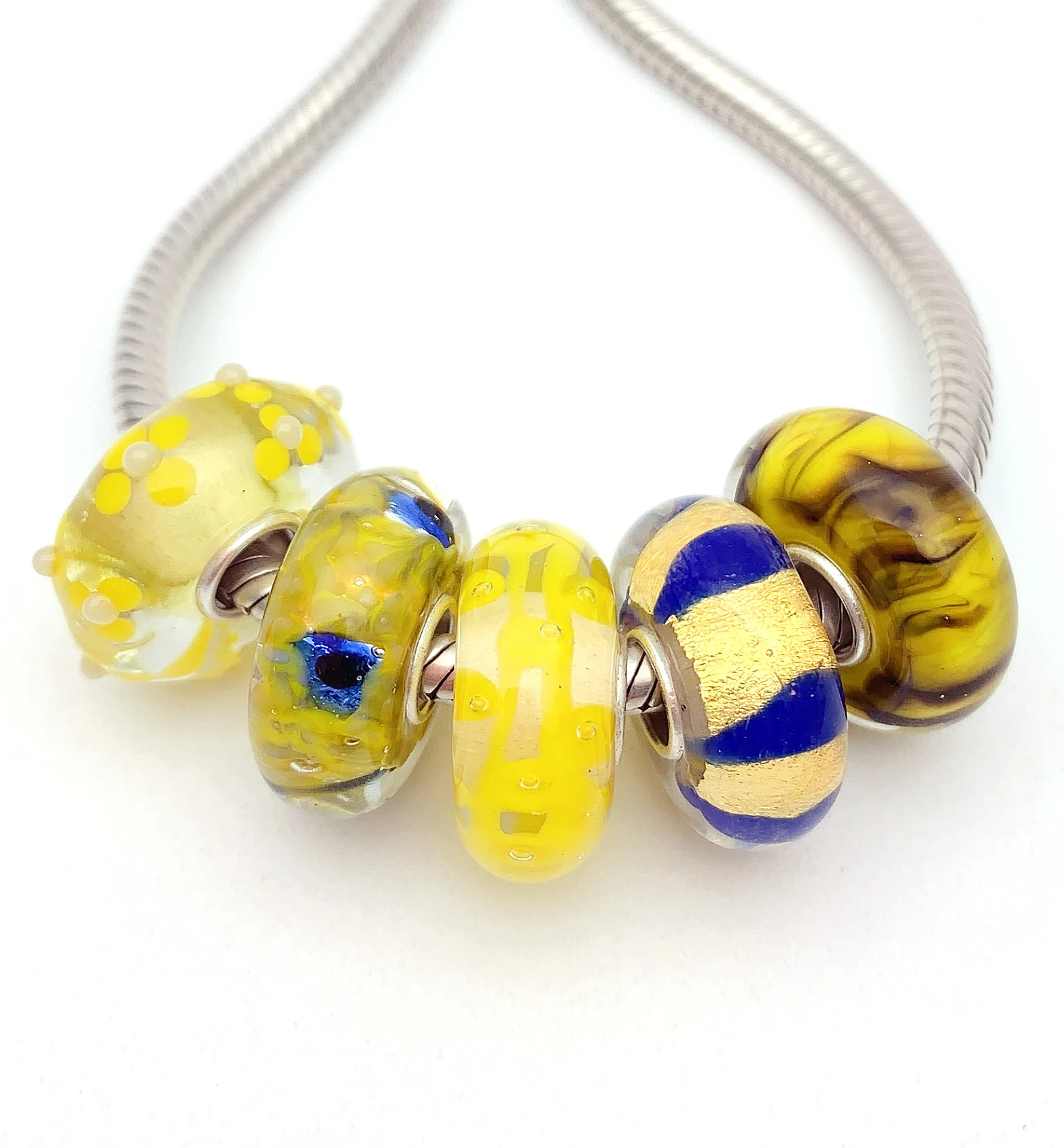 

YG696 5X 100% Authenticity S925 Sterling Silver Beads Murano Glassbeads NEW Fit European Charms Bracelet Diy Jewelry Lampwork