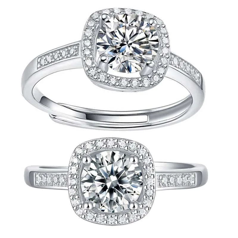 1-2 карата Цвет кольца с муассанитом Регулируемый Открытие лаборатории со