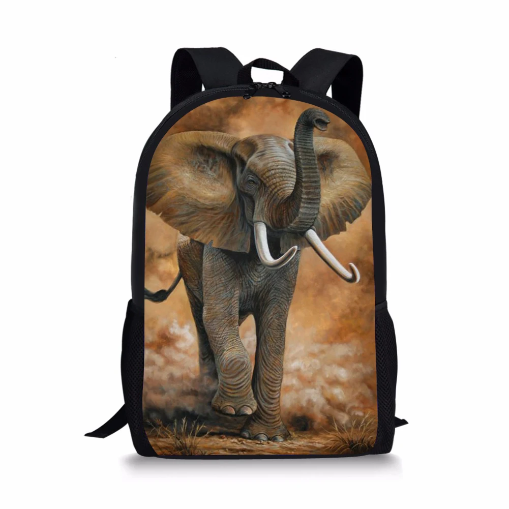 Elephant Style Print New Large Schoolbag Student School Backpack Waterproof Bagpack Capacity Primary Book Bags