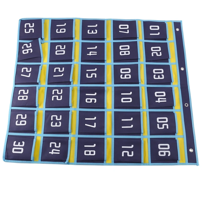 Promotion! Numbered Pocket Chart Classroom Organizer For Cell Phones Calculator Holders (30 Pockets Blue Pockets) |